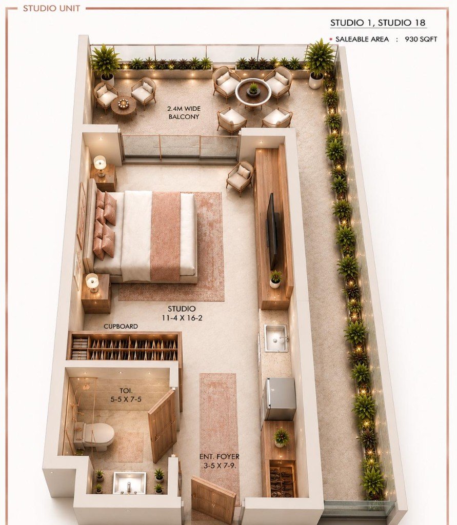 Floor plan preview — Studio 1 & 18