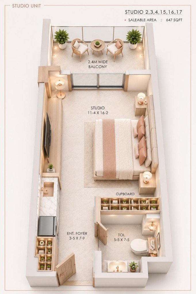 Floor plan preview — Studio 2–17