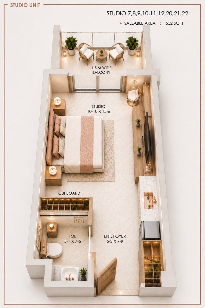 Floor plan preview — Studio 7–22